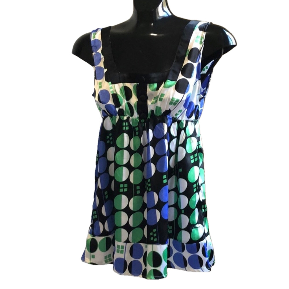 O'Neill Blue, Green and White Geometric Tank Top
